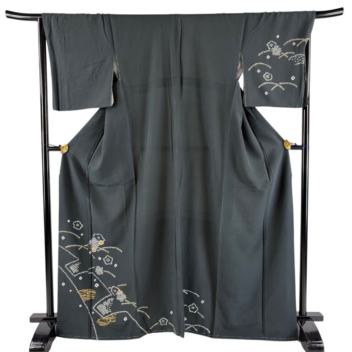 付下げ 身丈165cm 裄丈67.5cm 正絹 秀品 【中古】 付下げ 身丈165cm 裄丈67cm M 袷 菊 梅 青緑 正絹 秀品｜中古・古着