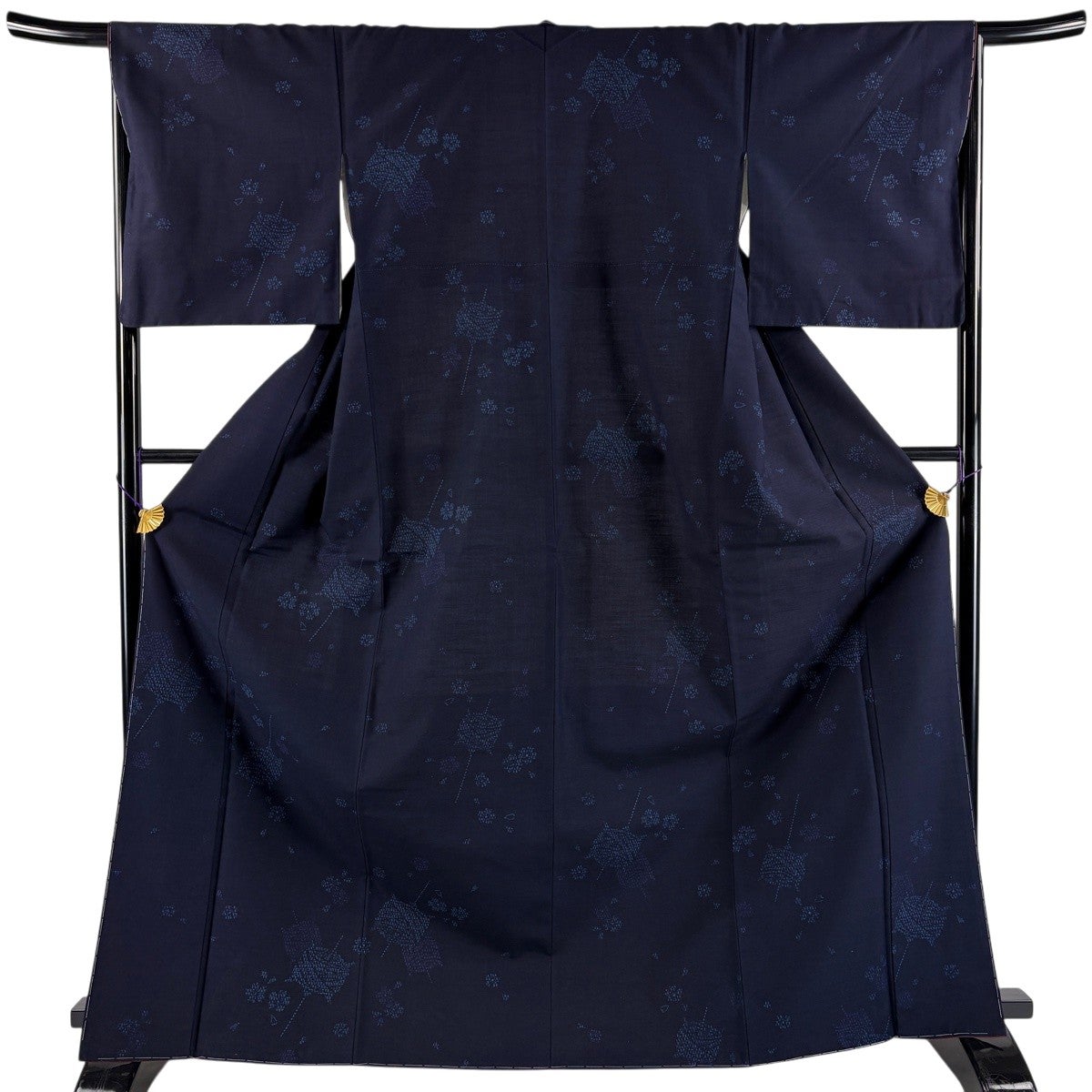 美品】 紬 身丈167cm 裄丈66.5cm M 袷 古典結城 証紙あり 糸巻き 花