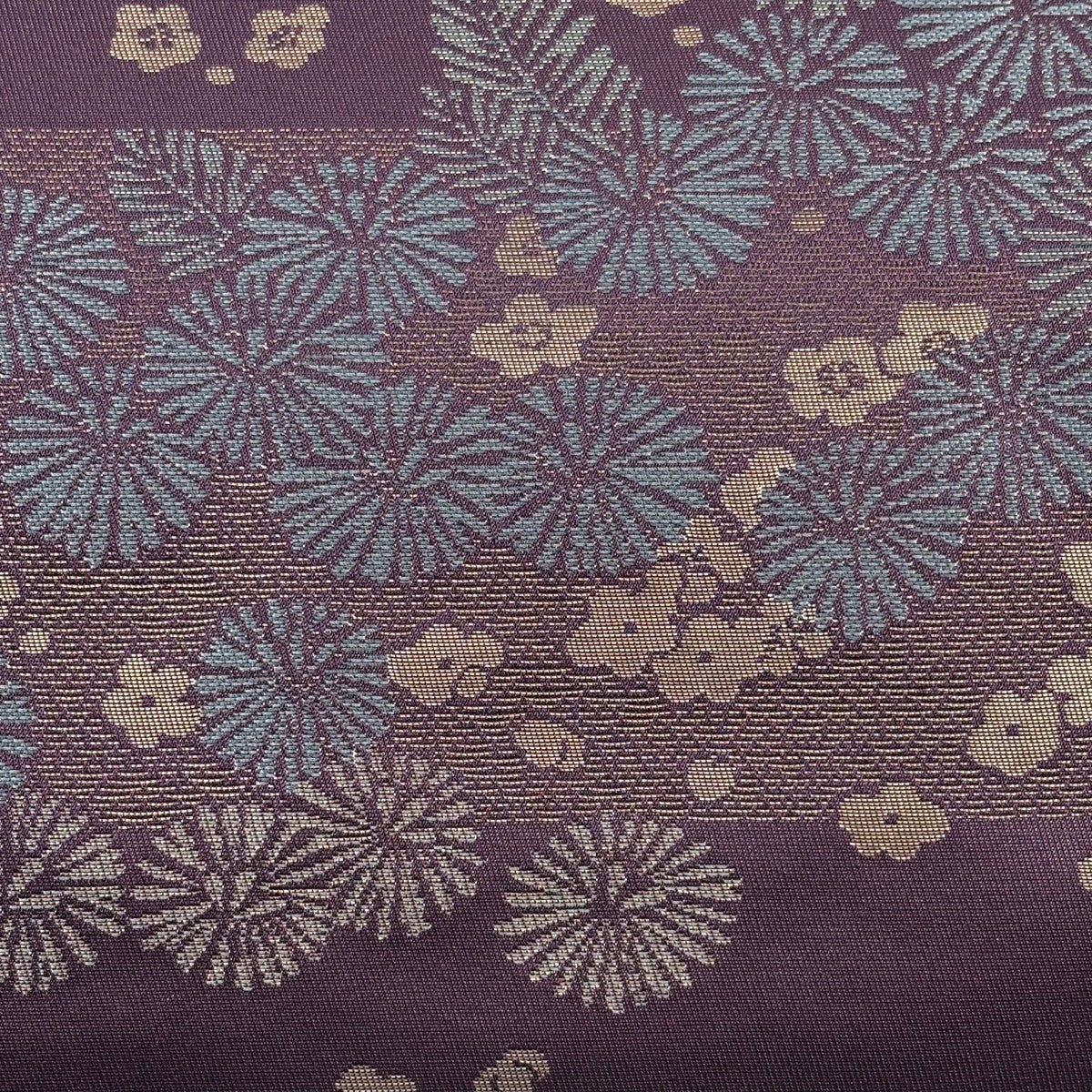 名古屋帯 秀品 川島織物 松竹梅 段縞 箔 紫 正絹｜中古・古着