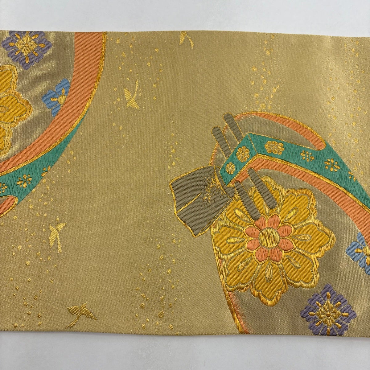 袋帯 秀品 華文 鳥 金糸 箔 金色 六通 正絹｜中古・古着・リサイクル