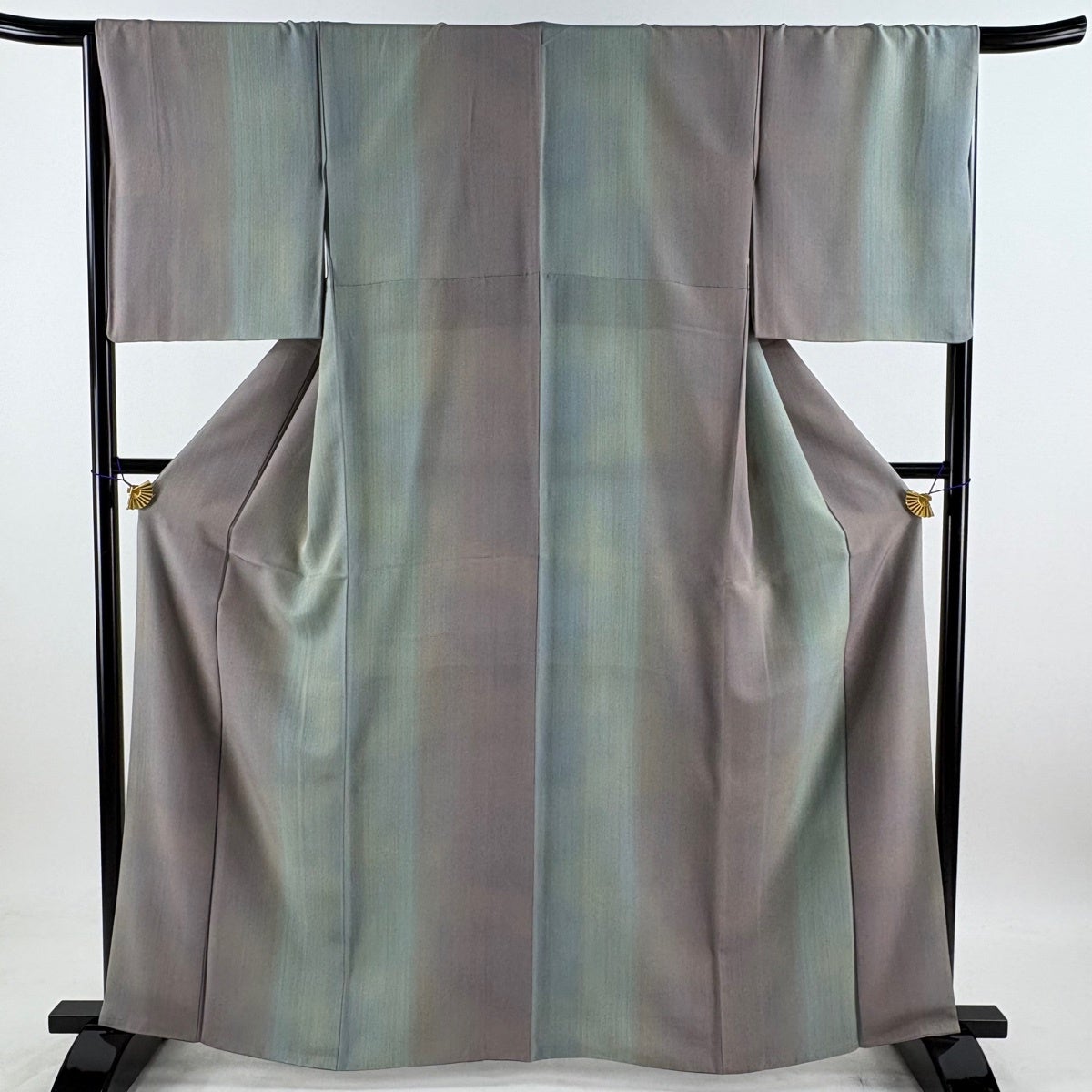 美品】 小紋 身丈163.5cm 裄丈66.5cm M 袷 名古屋帯セット 縦縞 ぼかし