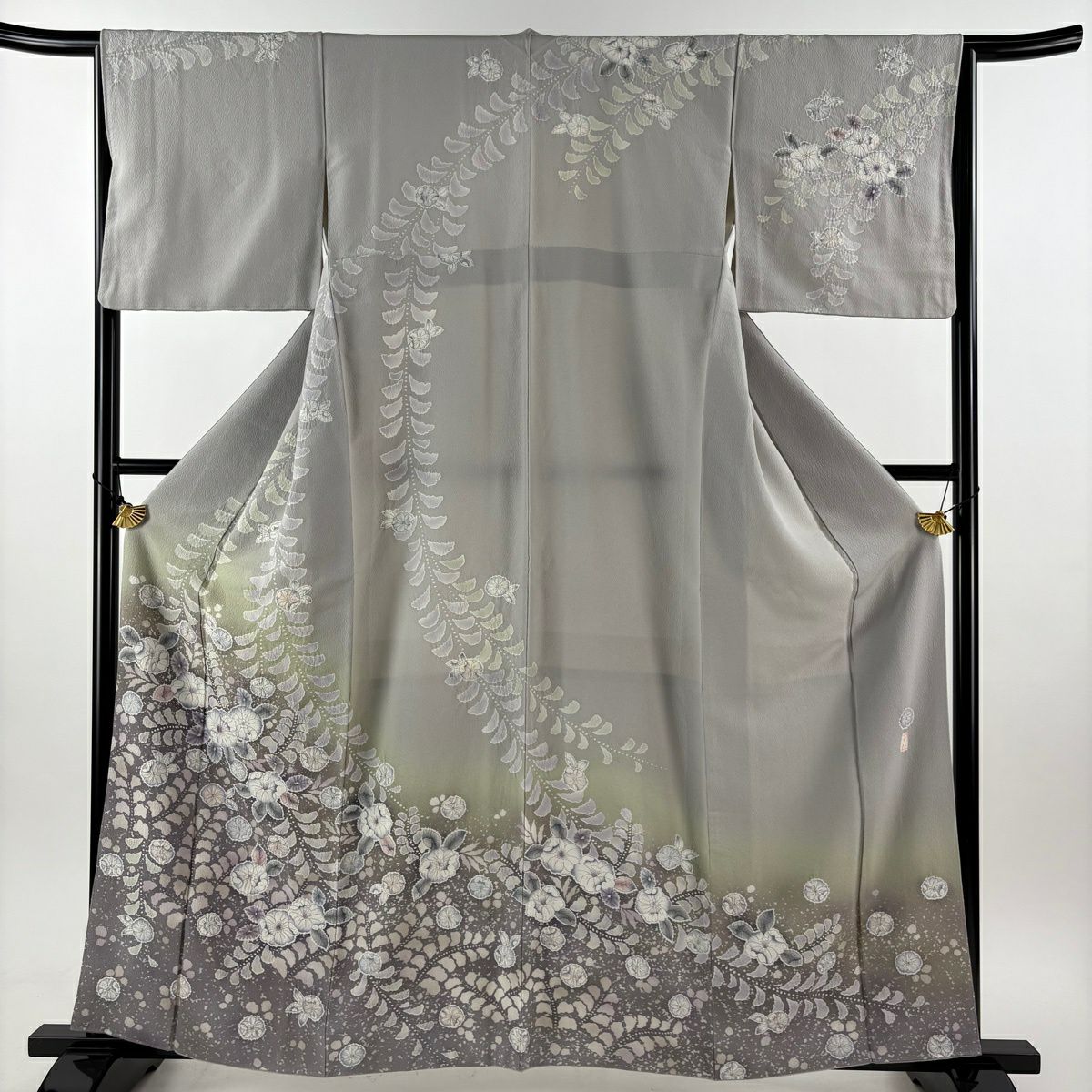 訪問着 身丈162.5cm 裄丈65.5cm M 袷 落款あり 辻が花 ぼかし 灰紫