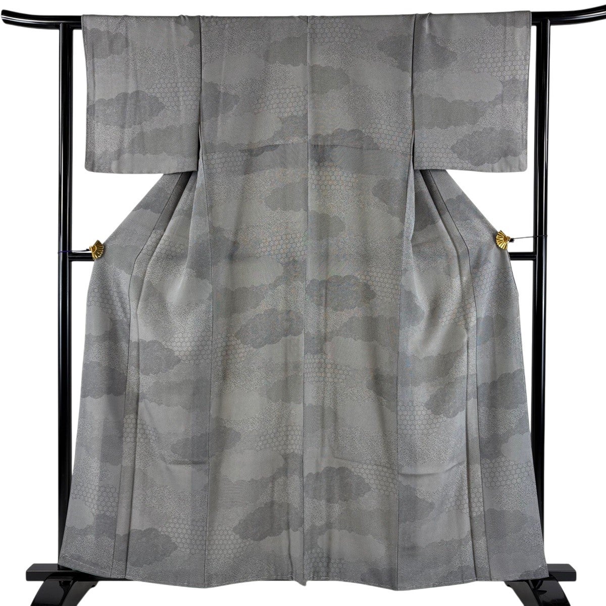 【美品】 江戸小紋 身丈159cm 裄丈63.5cm 正絹 秀品 【中古】 美品】 江戸小紋 身丈159.5cm 裄丈63.5cm S 袷 落款あり 鮫 縮緬 黒灰