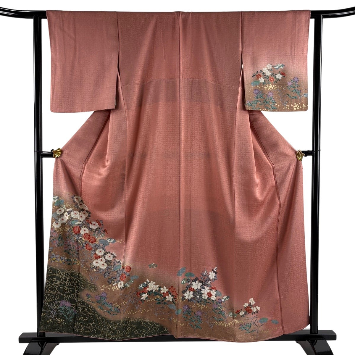 付下げ 身丈154cm 裄丈62.5cm S 袷 枝花 刺繍 金糸 ピンク 正絹 優品