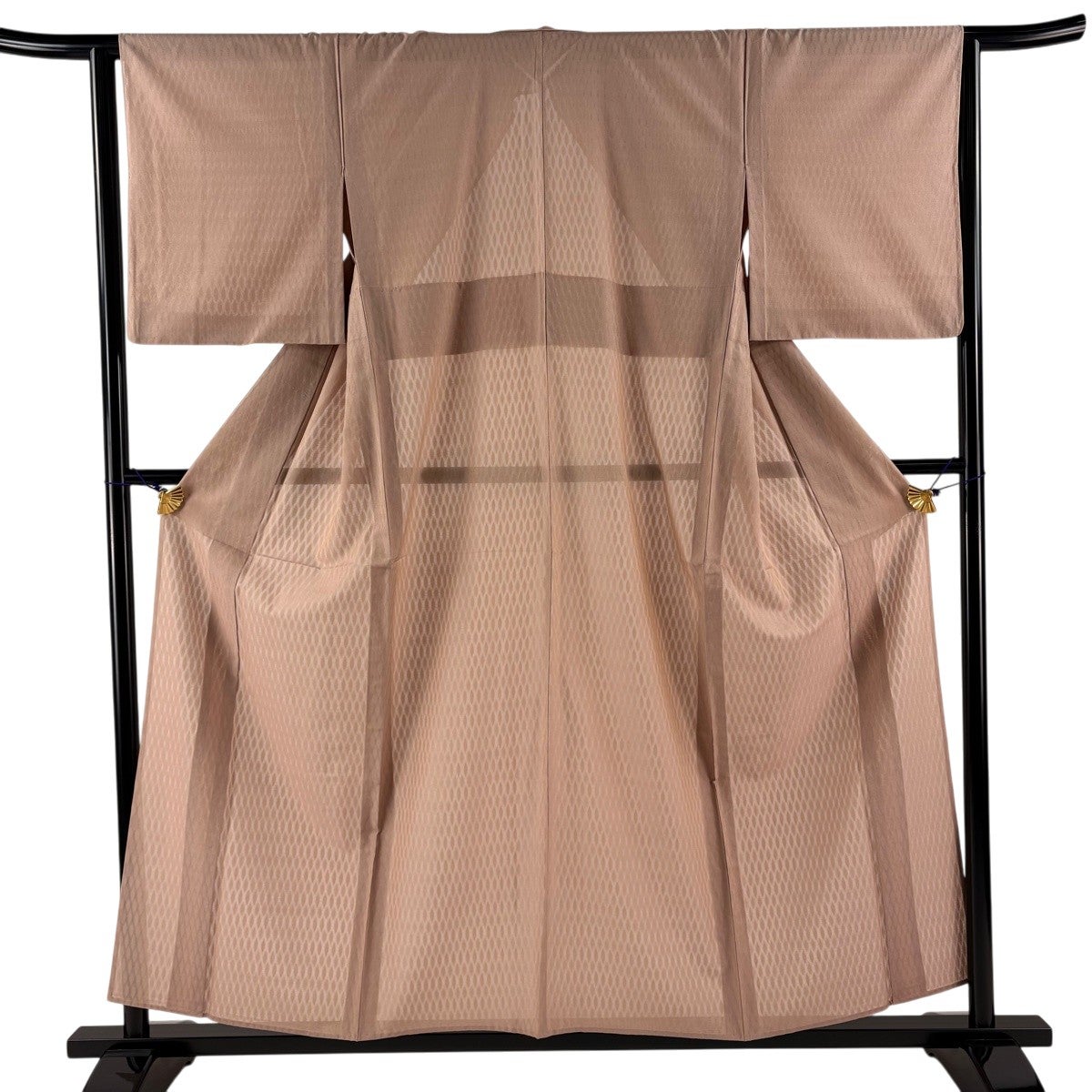 紬 美品 名品 155cm 63cm 正絹 【中古】 美品】 紬 身丈155.5cm 裄丈63cm S 薄物 薩摩透かし織 夏紬 立涌