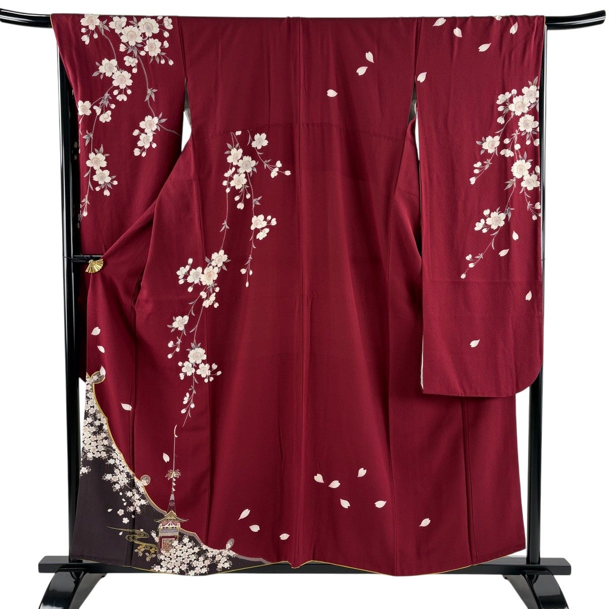 振袖 珊瑚色 身丈159 裄63.5 極美品 豪華な金彩加工 桜 1度使用 【公式