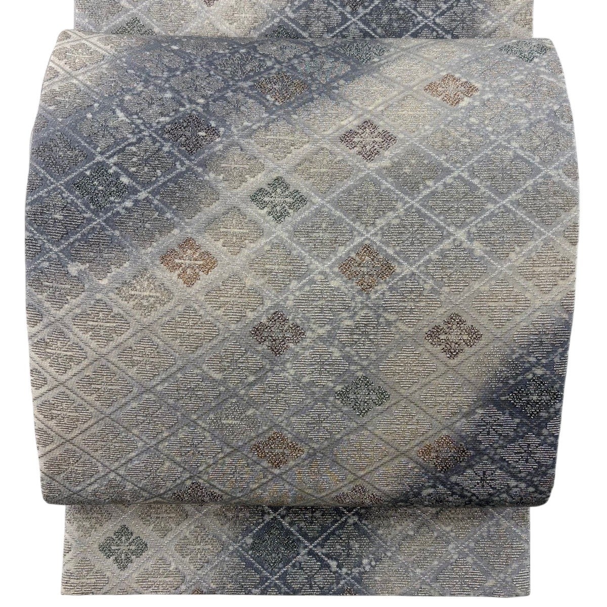 袋帯 名品 花菱 入子菱 唐織 金糸 濃紫 六通 正絹｜中古・古着