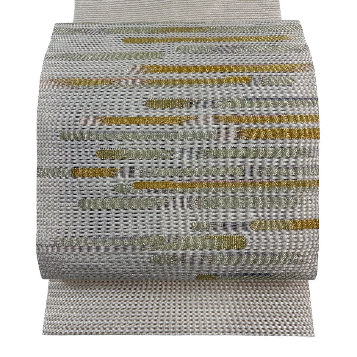 美品】 名古屋帯 秀品 夏帯 絽 松葉仕立て 八寸名古屋帯 幾何学模様