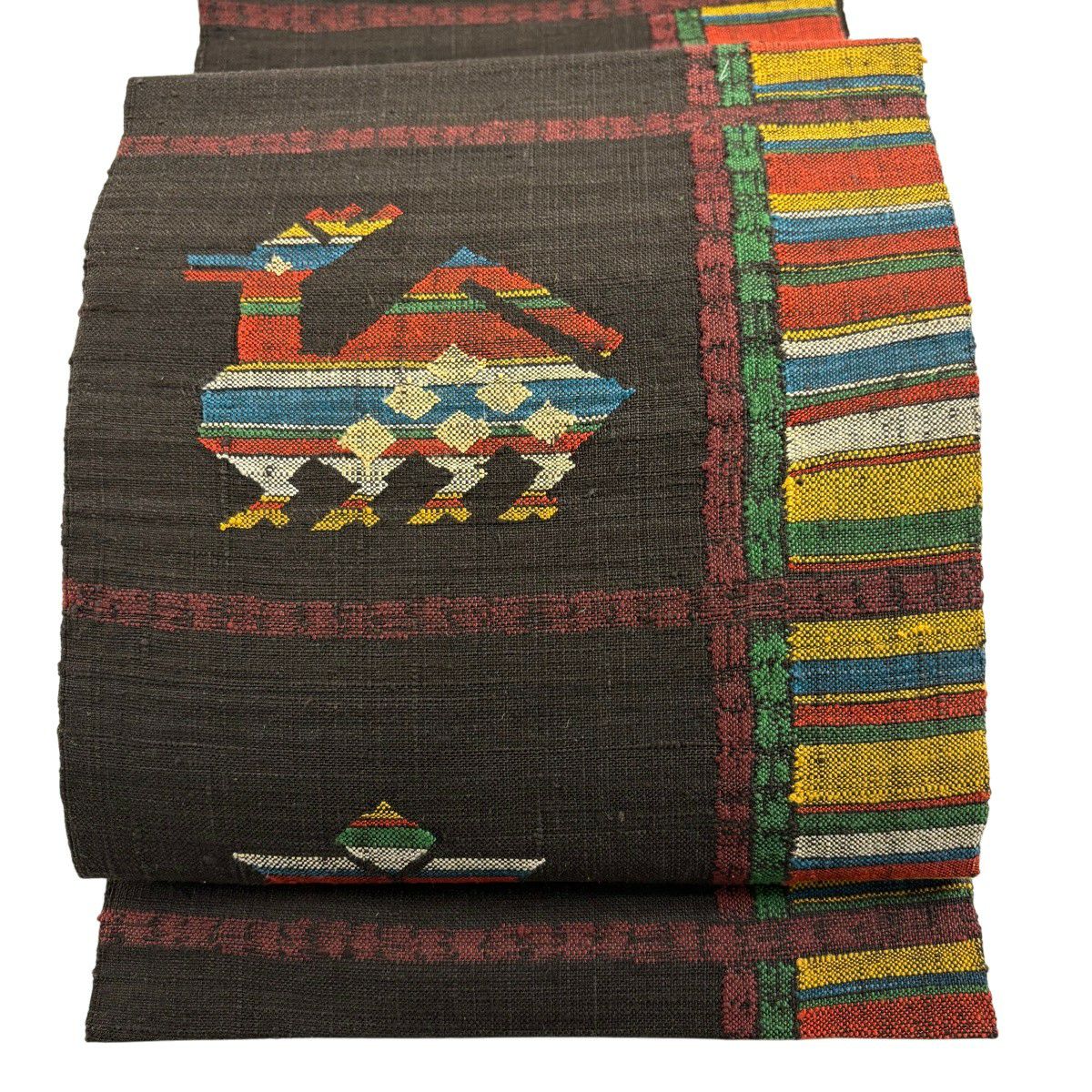 美品】 名古屋帯 秀品 動物 華文 ちりめん 薄緑 正絹 ｜中古・古着