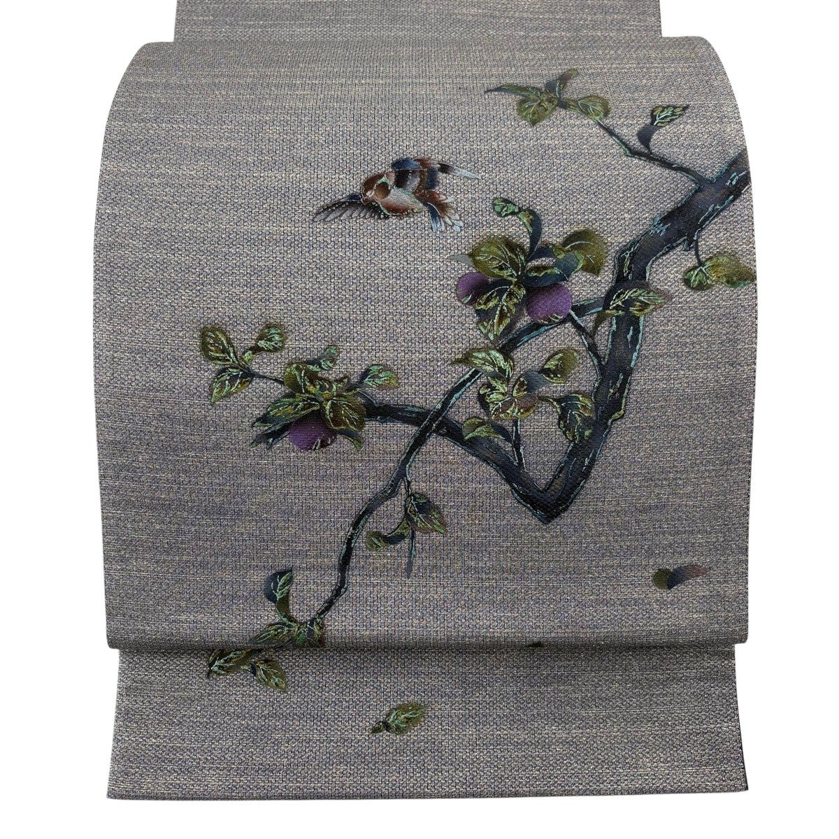 美品】 袋帯 名品 帝王紫 落款あり 鳥 華文 金銀糸 箔 茶色 お太鼓柄
