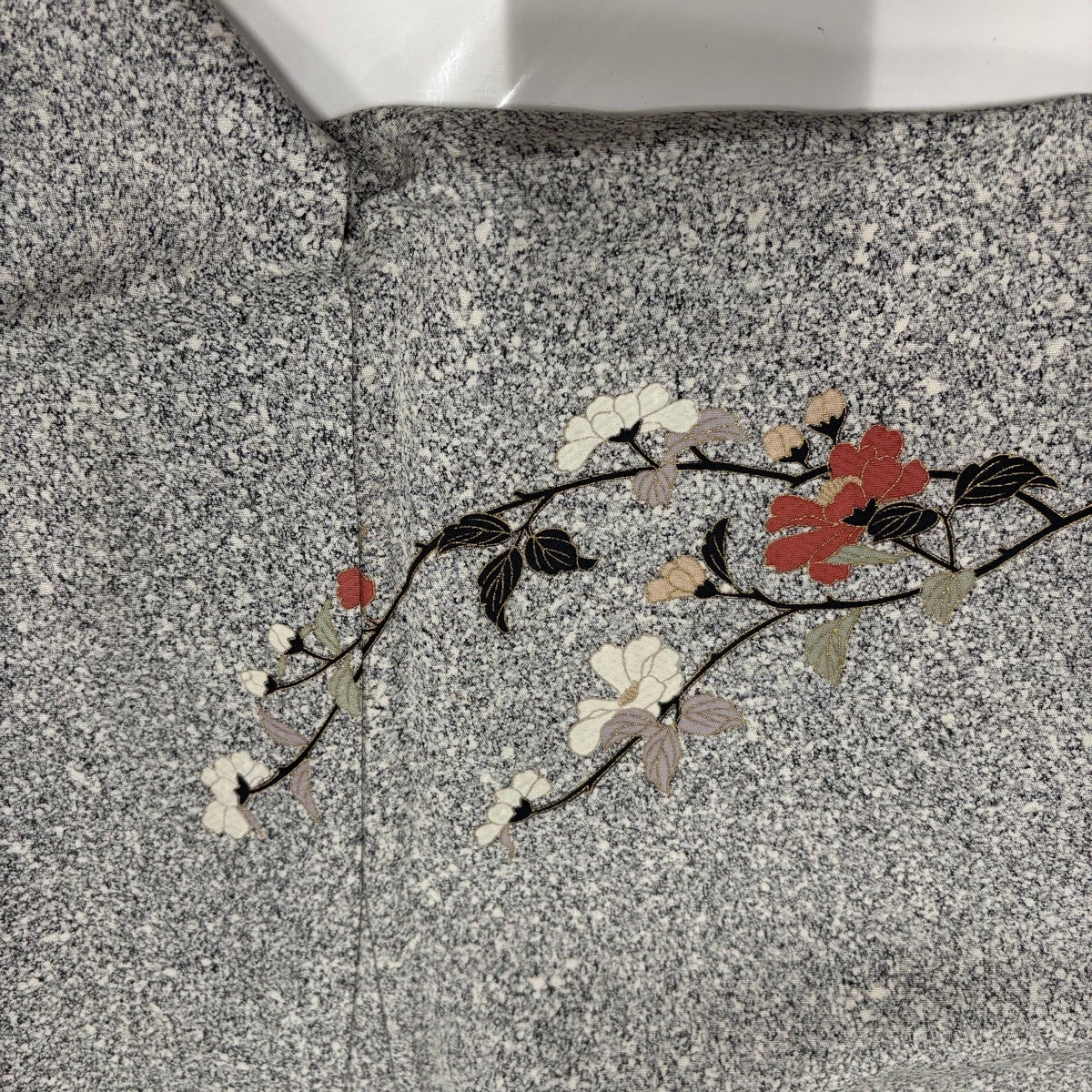 訪問着 身丈157cm 裄丈63.5cm S 袷 草花 流水 金彩 染め分け 黒灰 正絹