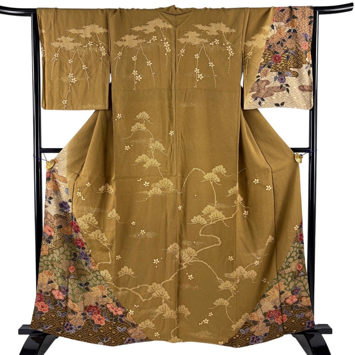 最終価格】 73%OFF 訪問着 身丈163cm 裄丈65cm M 袷 椿 有職文様 金彩