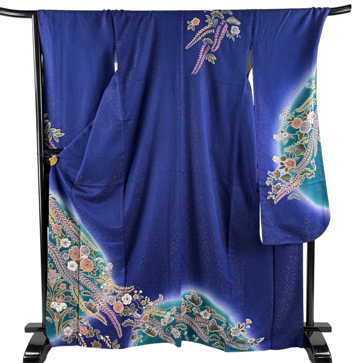 美品】 振袖 身丈169cm 裄丈70cm L 袷 辻が花柄 草花 金通し 染め分け