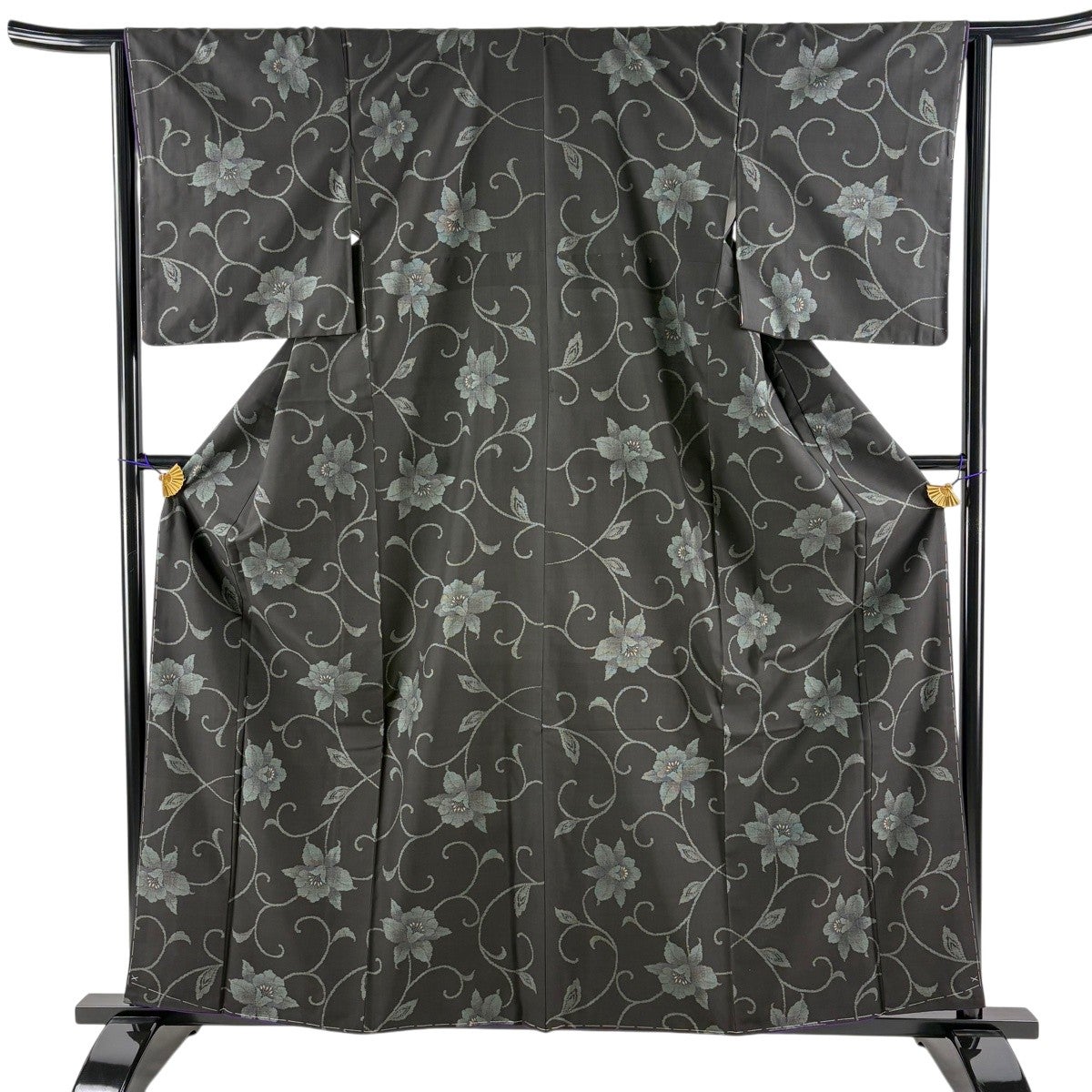 美品】 大島紬 身丈154.5cm 裄丈64cm M 袷 純泥染 証紙あり 瓢箪 色紙
