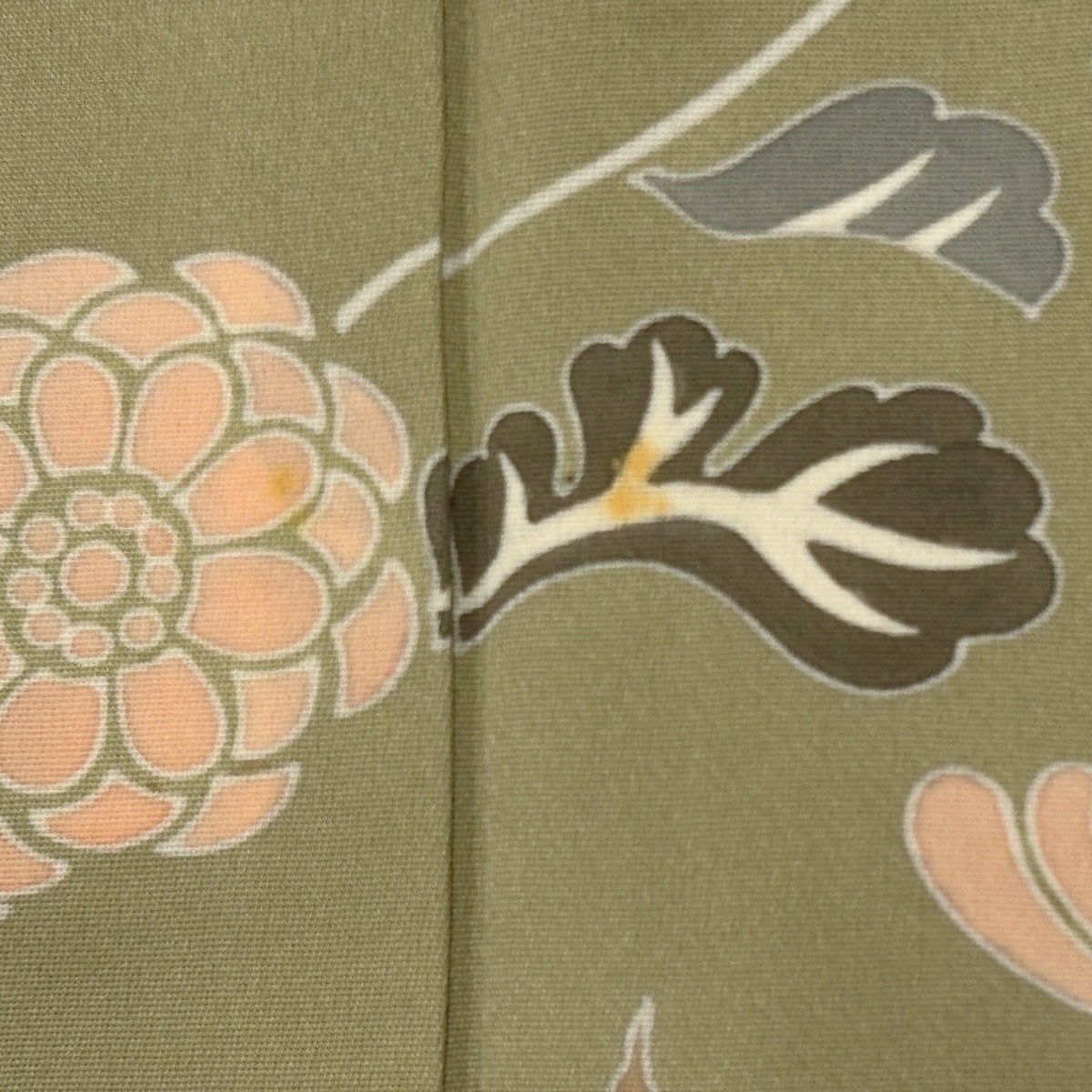 訪問着 身丈155cm 裄丈65cm M 袷 草花 笠松 金糸 金彩 灰緑 正絹 秀品