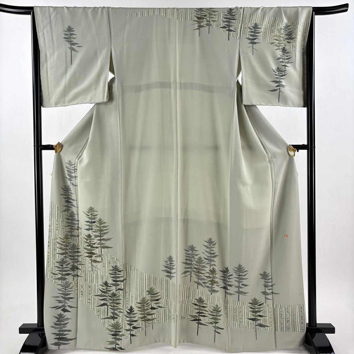 美品】 訪問着 身丈162cm 裄丈68cm L 袷 田家鬼彩 落款あり 樹木 草花
