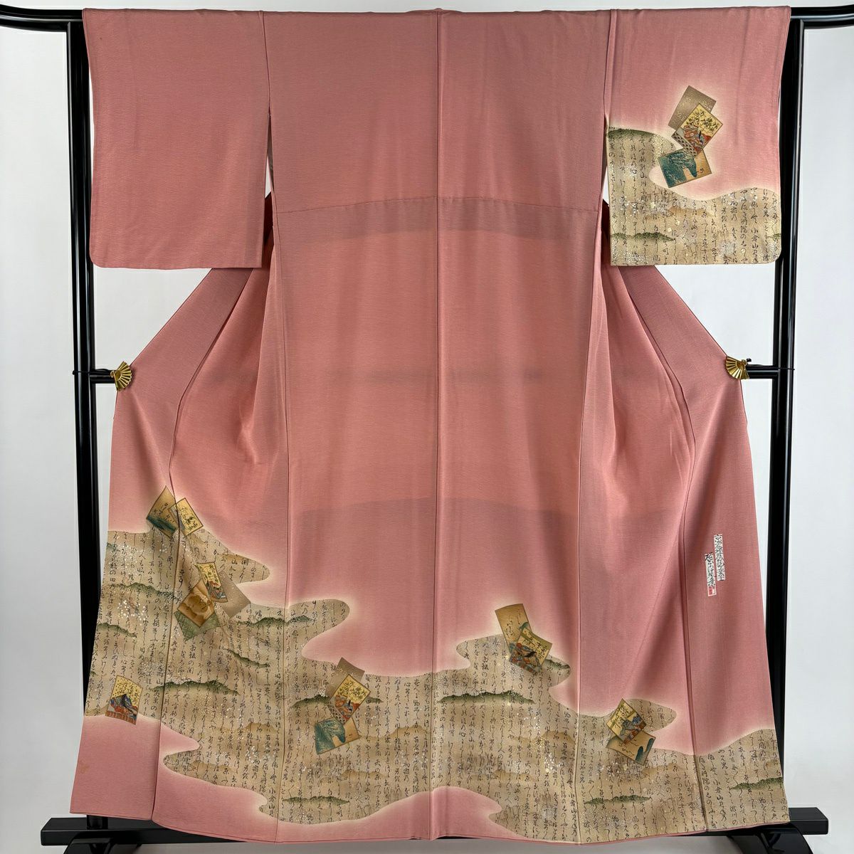 在庫一掃】 付下げ 身丈167.5cm 裄丈66cm M 袷 樽本伊勢蔵 落款あり 貝