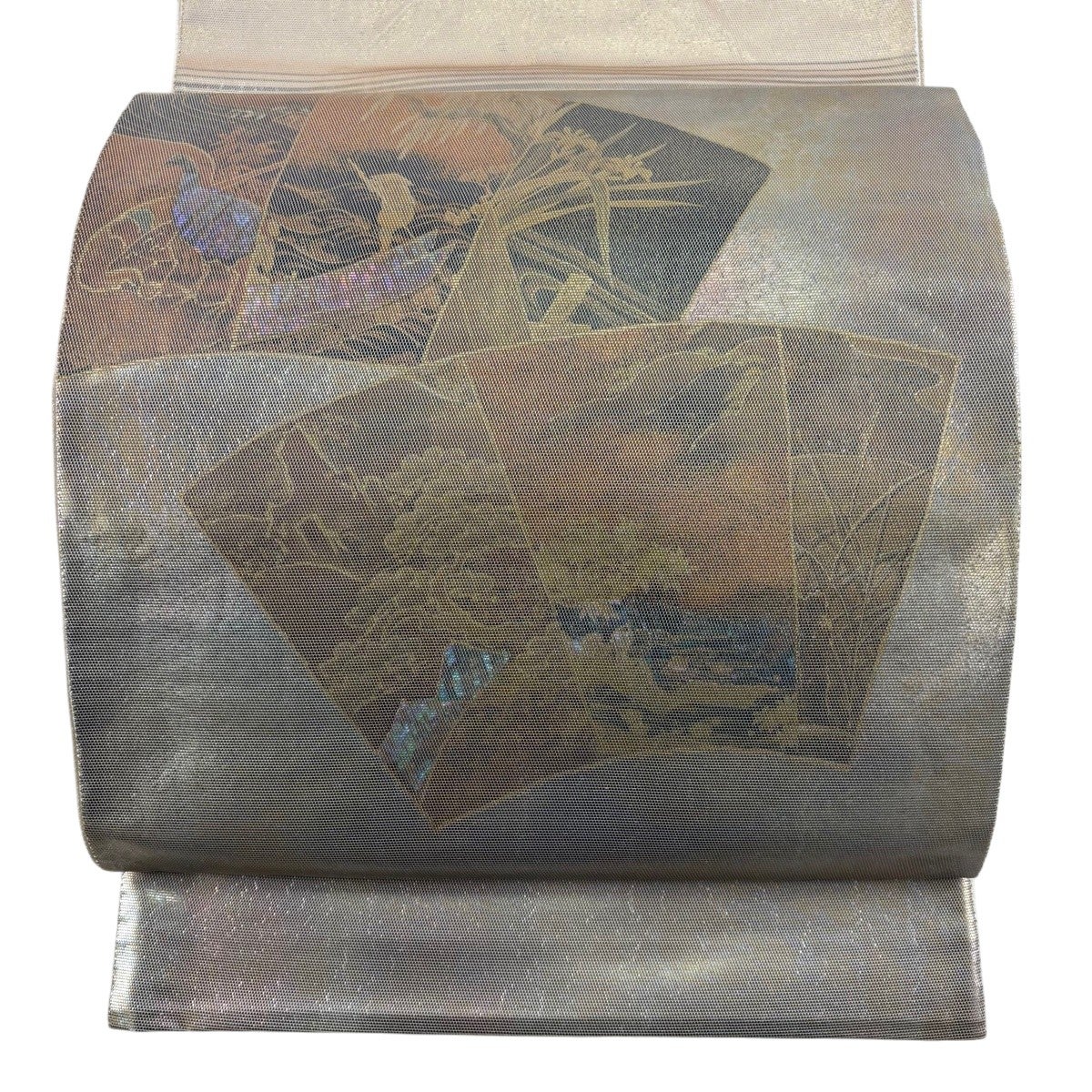 袋帯 秀品 風景 建物 螺鈿箔 金彩 金色 お太鼓柄 正絹｜中古・古着