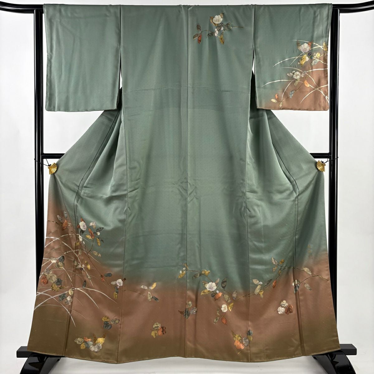 訪問着 身丈158cm 裄丈67cm M 袷 落款あり 鷺草 草花 ぼかし ピンク