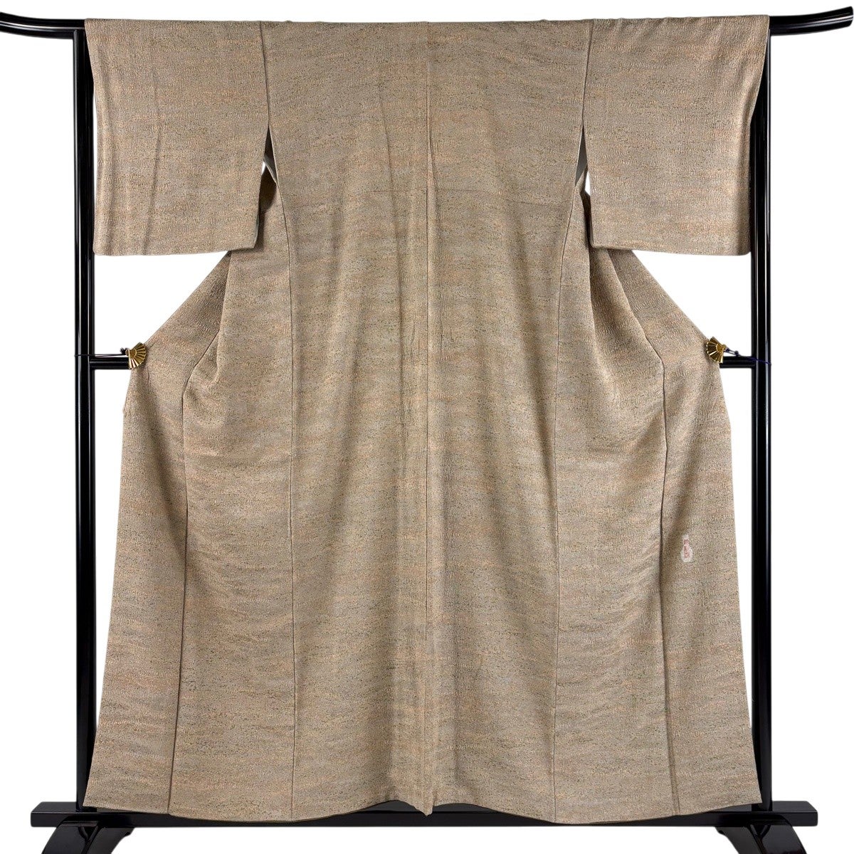 ★専用★未使用品 小紋 グリーンベージュ 桜花 身丈163cm裄丈70cm正絹 美品】 小紋 身丈156cm 裄丈62.5cm S 袷 陶彩染 霞 幾何学模様 ピンク