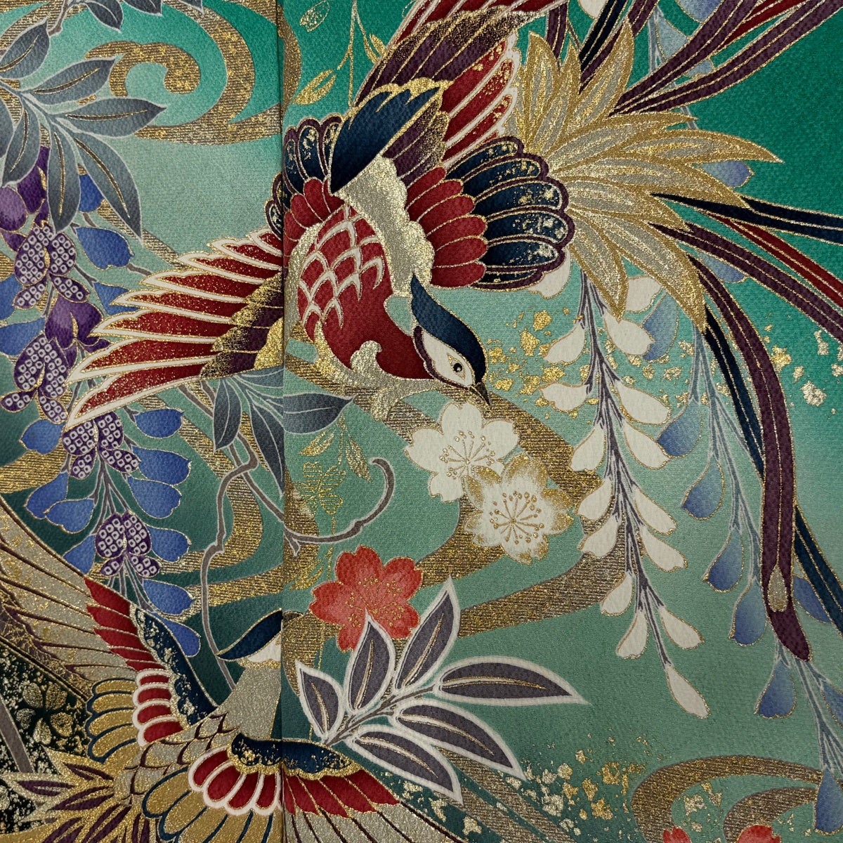 【美品】 振袖 身丈161cm 裄丈67cm 正絹 秀品 【中古】 振袖 身丈161cm 裄丈67cm M 袷 鈴乃屋 鈴 桜 銀通し 金彩 黒 正絹 名品
