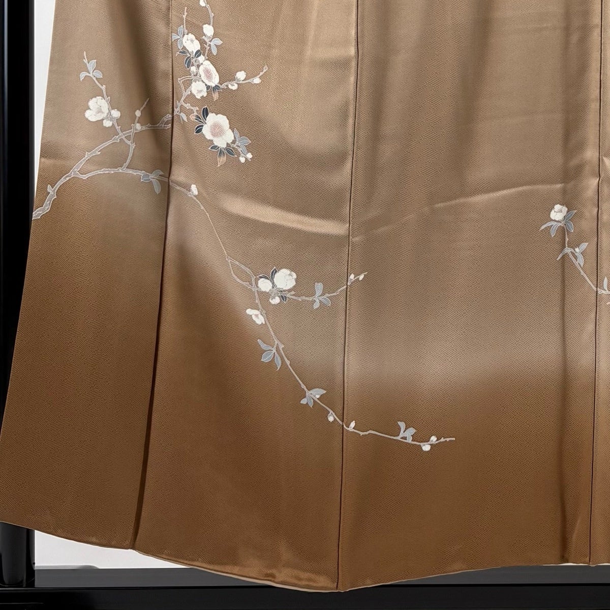美品】 付下げ 身丈154cm 裄丈62.5cm S 袷 枝花 ぼかし 薄茶色 正絹