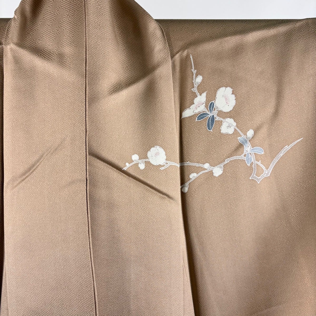 美品】 付下げ 身丈154cm 裄丈62.5cm S 袷 枝花 ぼかし 薄茶色 正絹