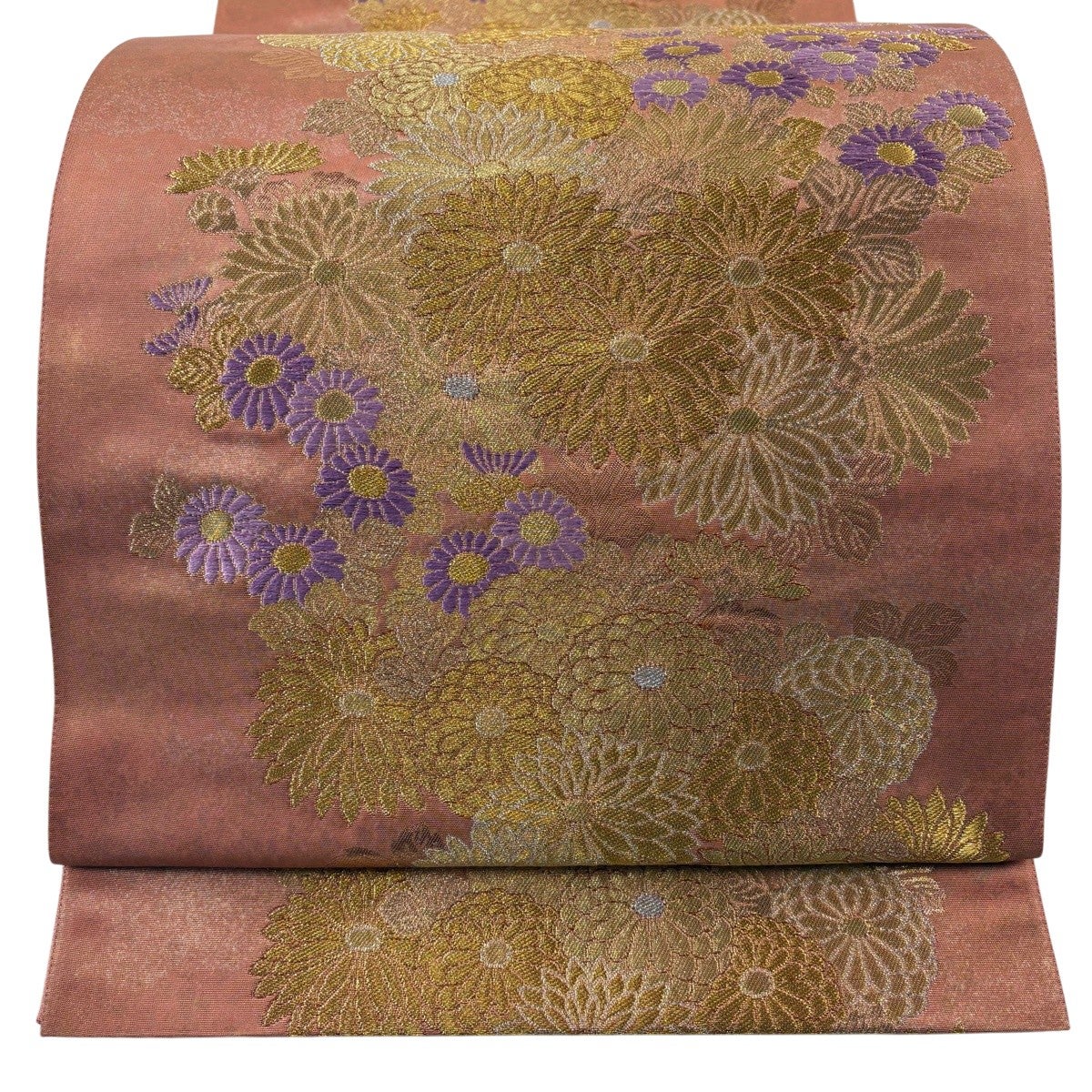 袋帯 美品 名品 証紙 雪輪青海波 松竹梅 金糸 唐織 濃紫 六通 正絹