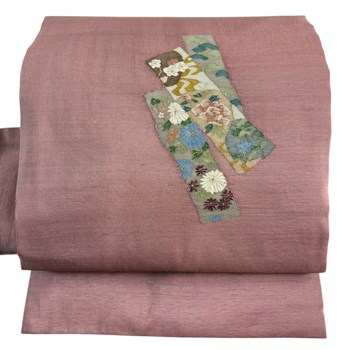 美品】 名古屋帯 優品 菱 縞 金銀糸 箔 ピンク 正絹｜中古・古着
