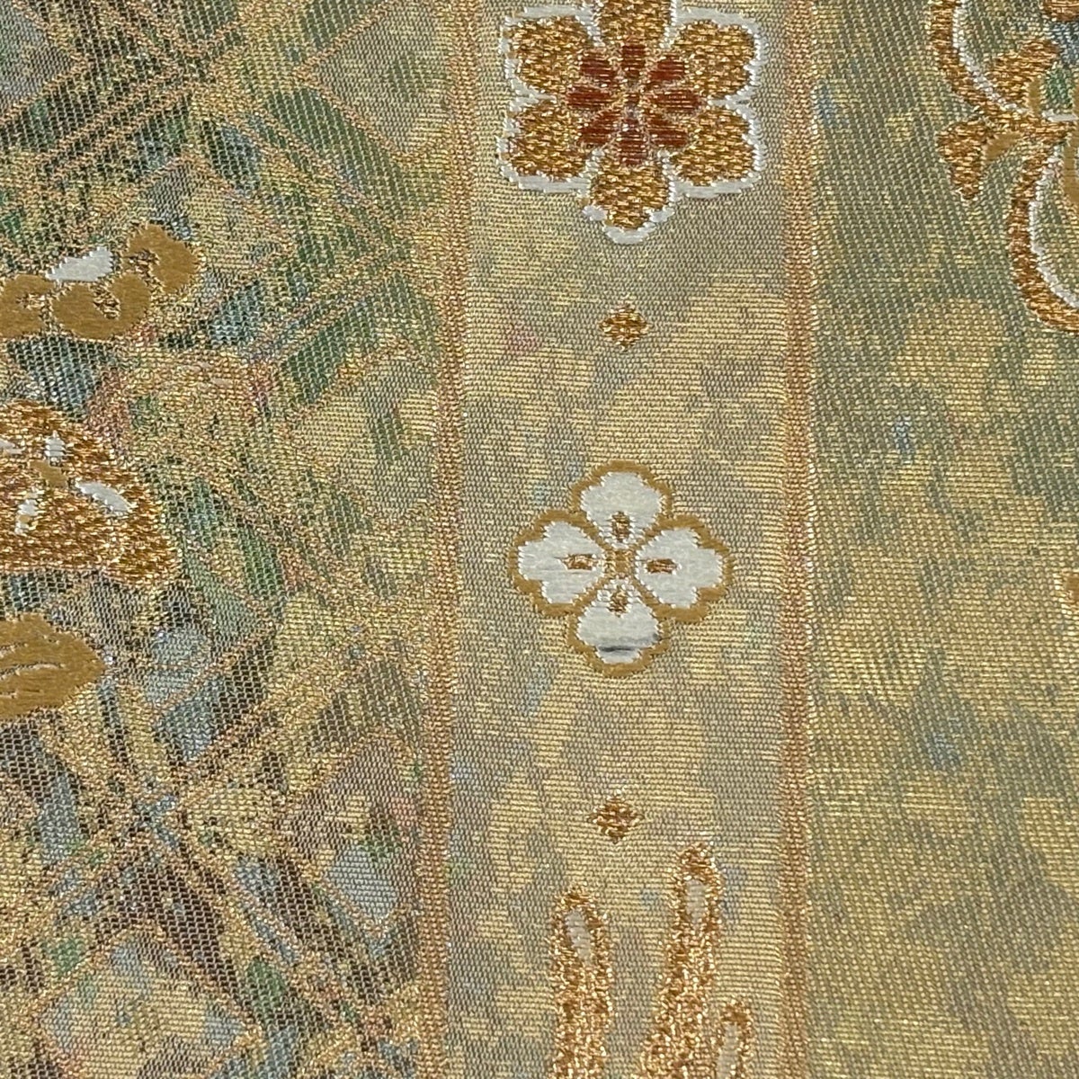 美品】 袋帯 秀品 華文 花鳥 箔 金糸 金色 六通 正絹｜中古・古着