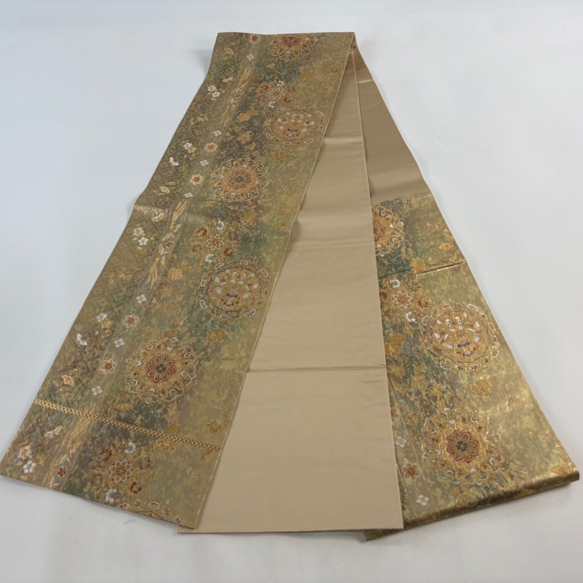 美品】 袋帯 秀品 華文 花鳥 箔 金糸 金色 六通 正絹｜中古・古着