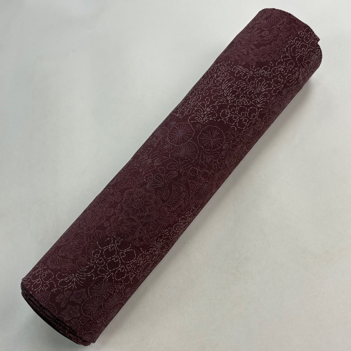 反物 秀品 小紋 草花 小豆色 化繊｜中古・古着・リサイクル着物通販