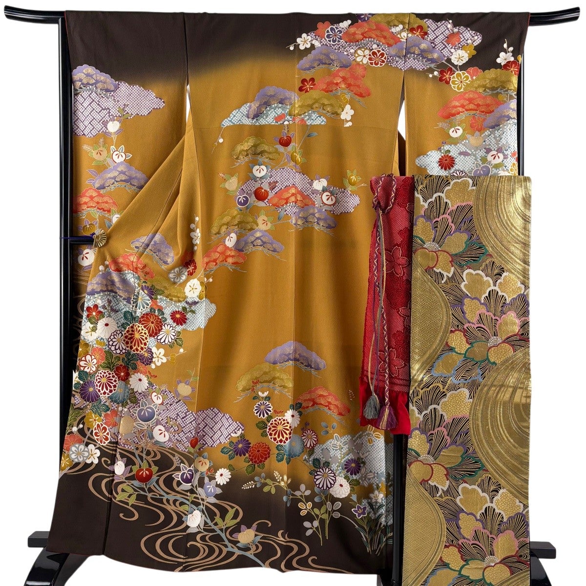 30%OFF 【美品】 振袖 身丈163.5cm 裄丈67.5cm L 袷 袋帯フルセット 菊