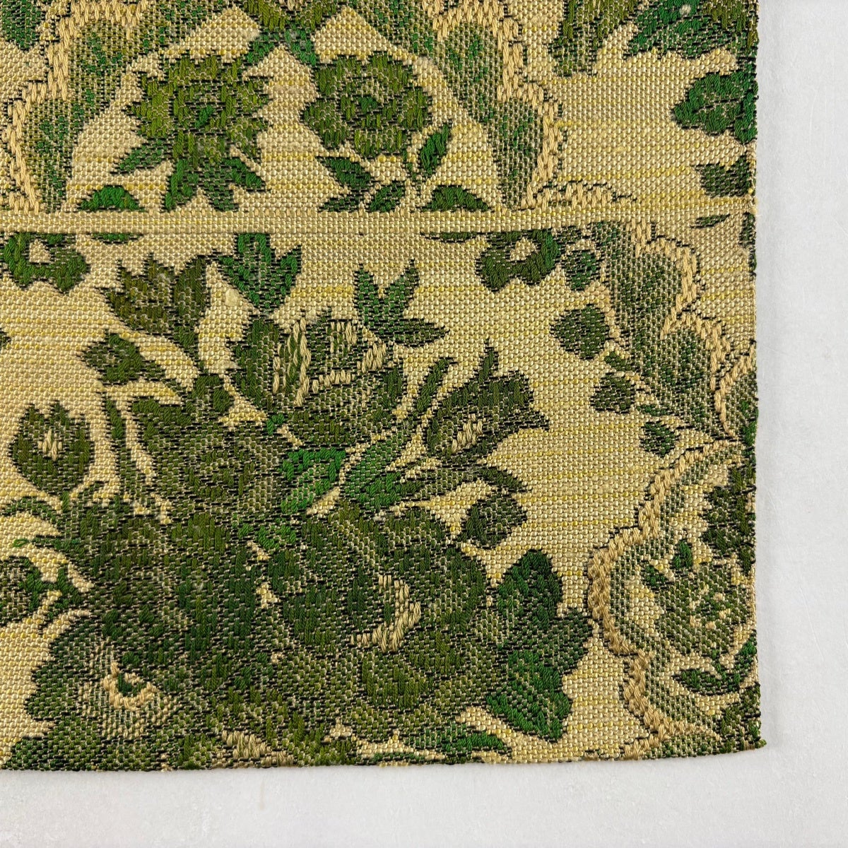 美品】 名古屋帯 優品 八寸名古屋帯 松葉仕立て 草花 ベージュ 正絹
