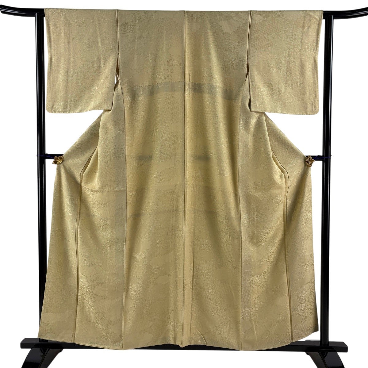 美品】 色無地 身丈153.5cm 裄丈63cm S 袷 地紋 茶色 正絹 秀品 一つ紋