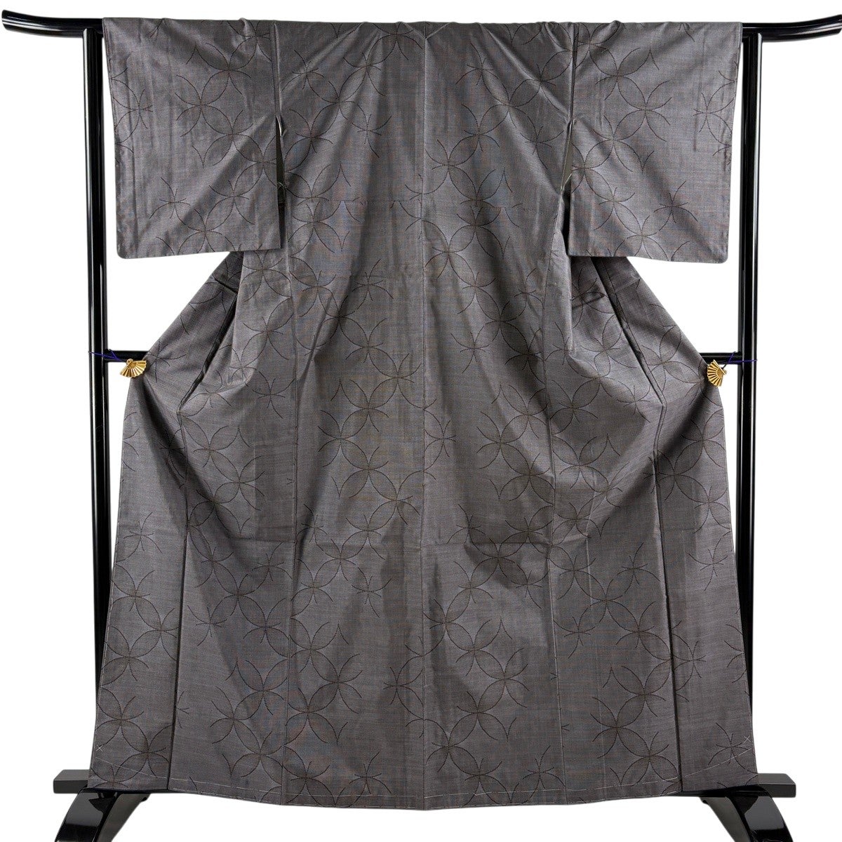美品】 紬 身丈160cm 裄丈65cm M 袷 華文 色紙 焦茶色 正絹 秀品｜中古
