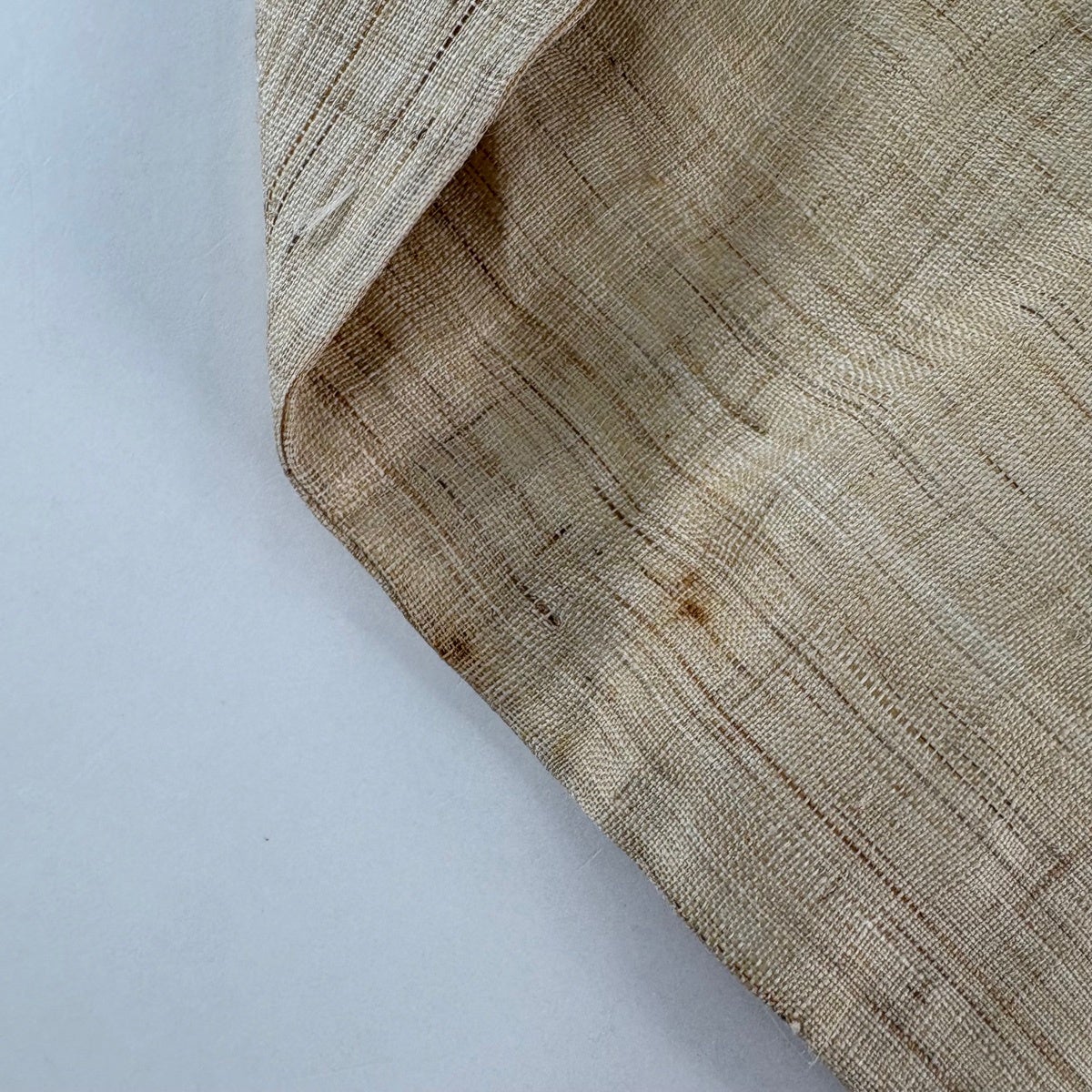 名古屋帯 名品 落款あり 夏帯 草花 トンボ 薄茶色 麻｜中古・古着