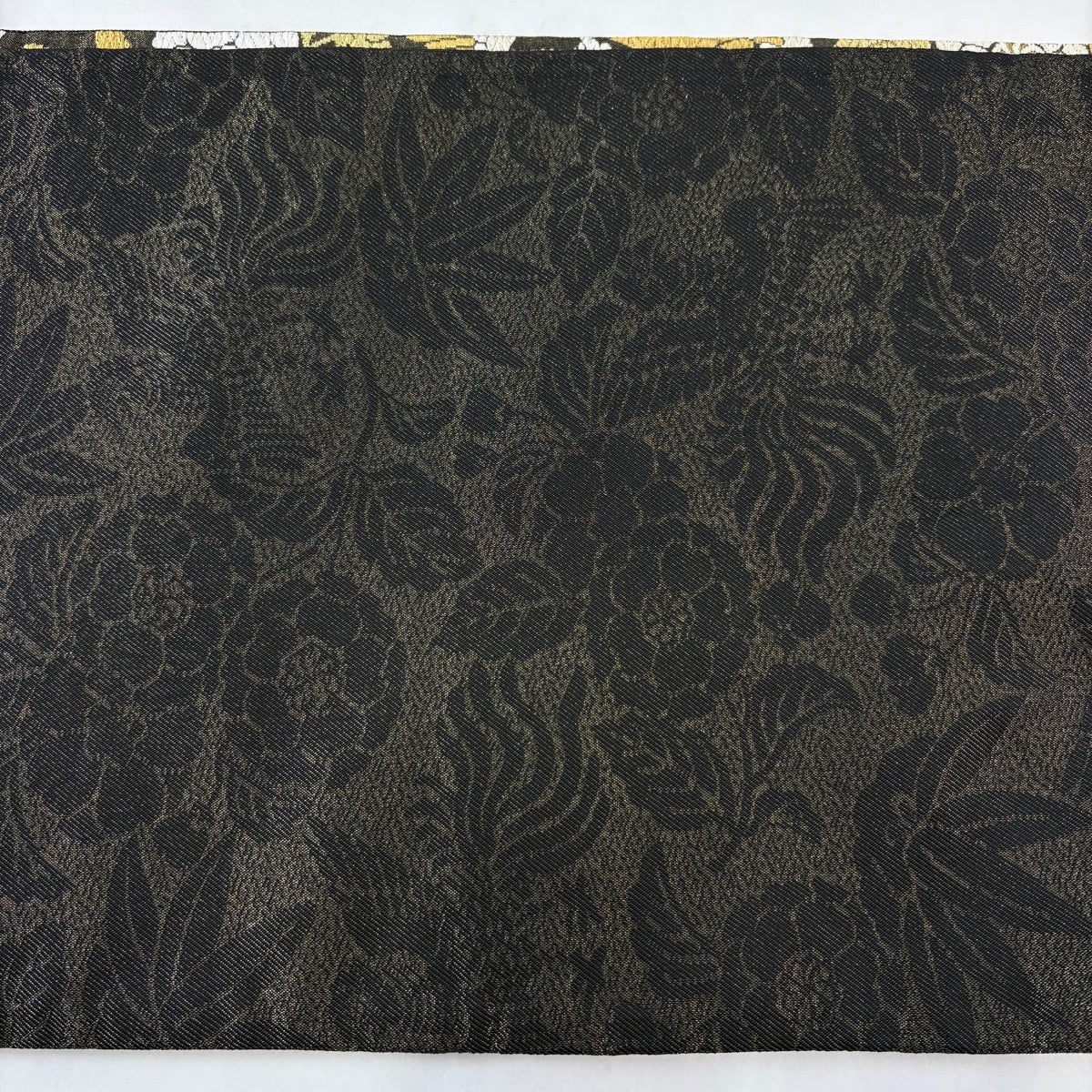 美品】 袋帯 名品 秀花瑞鳥文 草花 鳥 金糸 唐織 焦茶色 六通 正絹