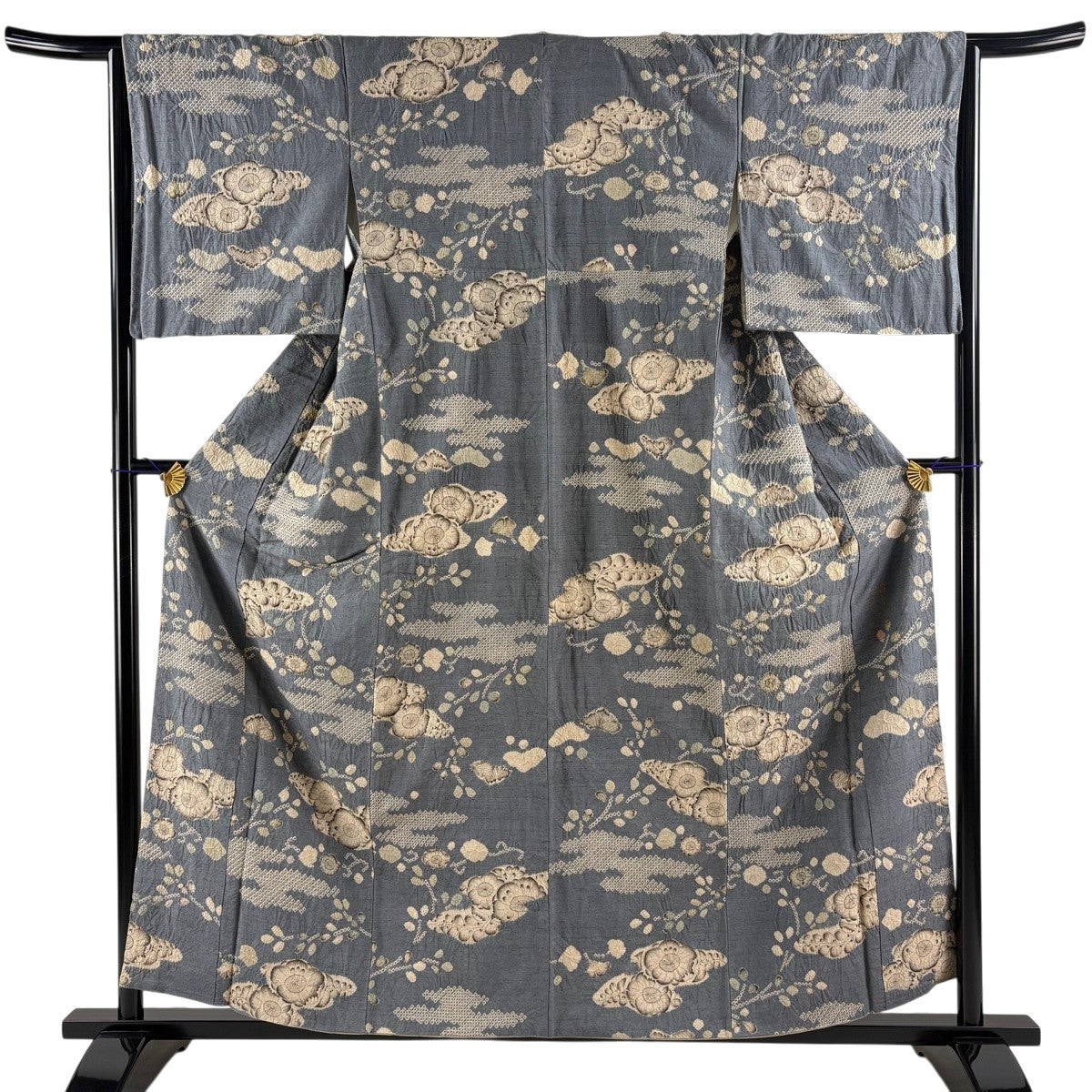 50%OFF 【美品】 小紋 身丈164cm 裄丈65.5cm M 袷 辻が花柄 カブトムシ