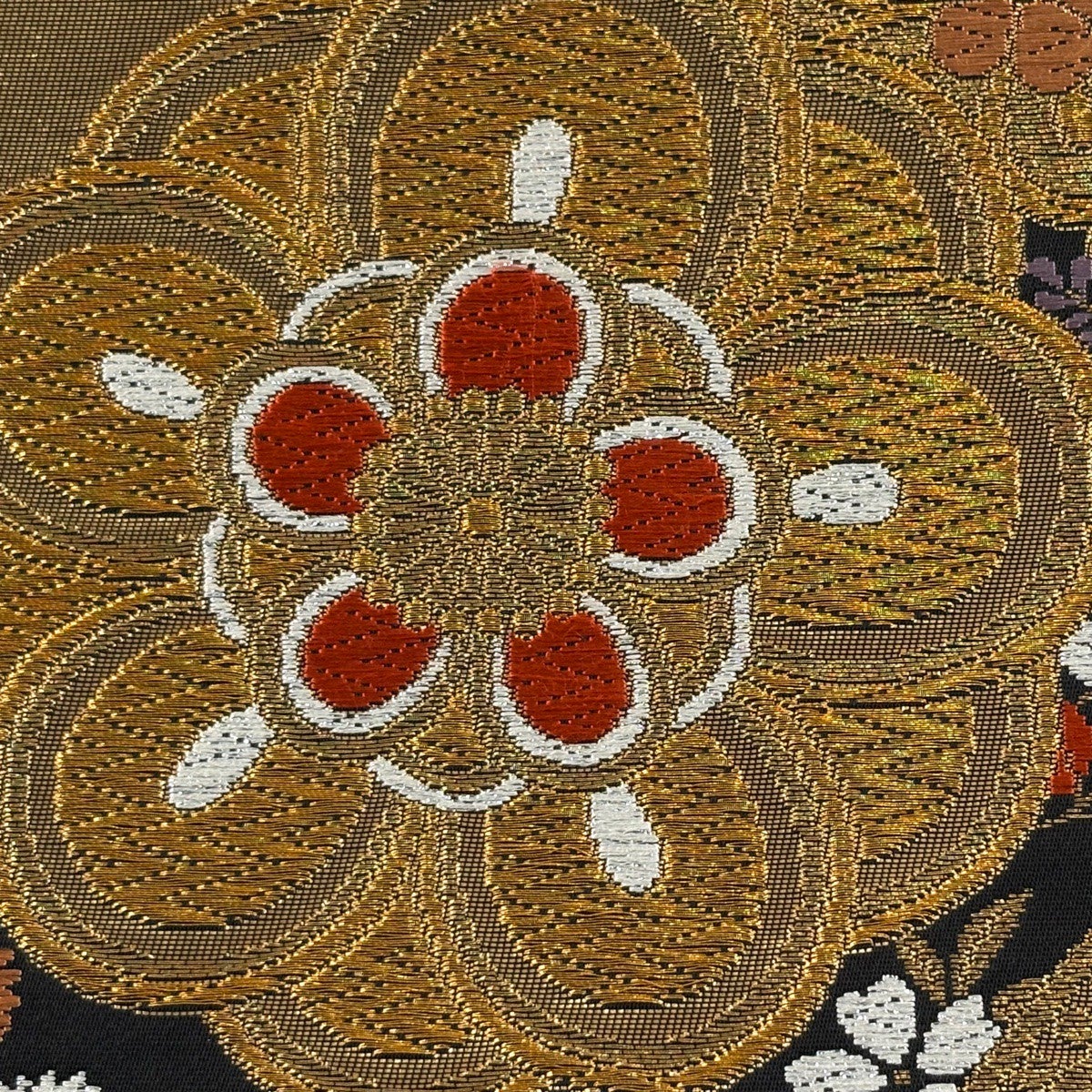 袋帯 秀品 華文 鳥 金糸 箔 黒 六通 正絹｜中古・古着・リサイクル着物