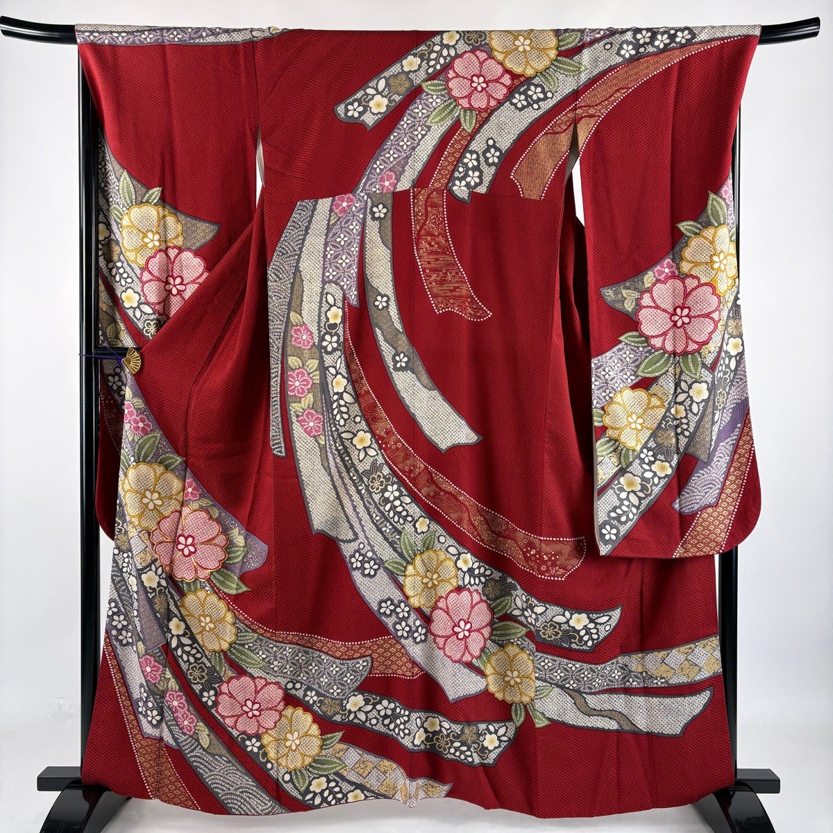 美品】 振袖 身丈161cm 裄丈69cm L 袷 袋帯フルセット 鈴乃屋 桜 熨斗