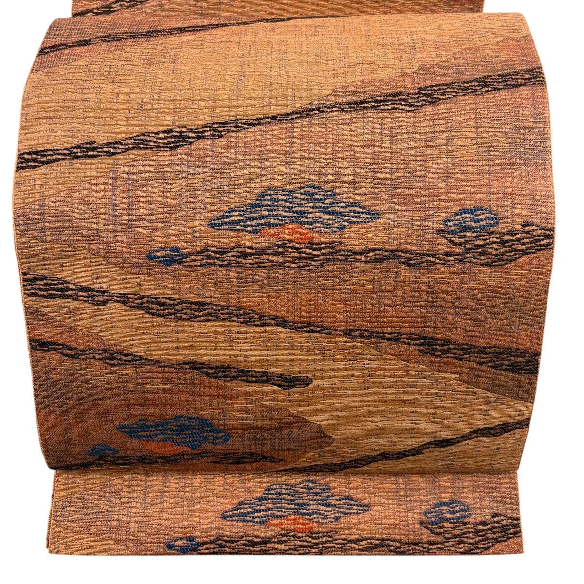 美品】 名古屋帯 秀品 向かい鳥 草花 薄小豆 正絹｜中古・古着