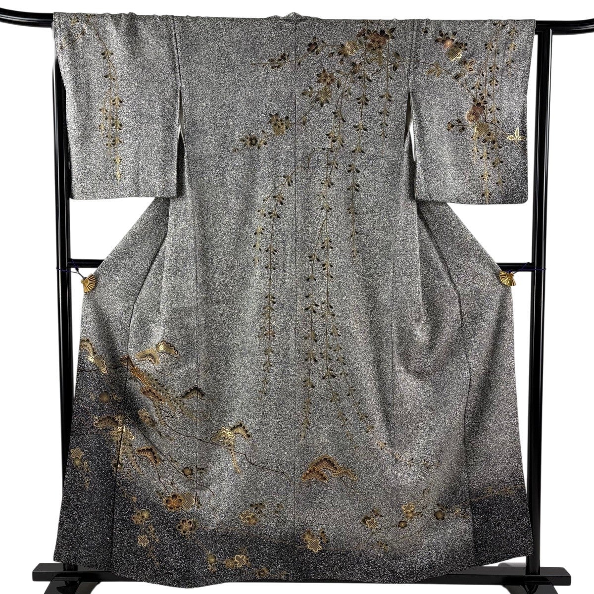 美品】 訪問着 身丈159cm 裄丈64.5cm M 袷 建物 草花 絞り 薄紫 正絹