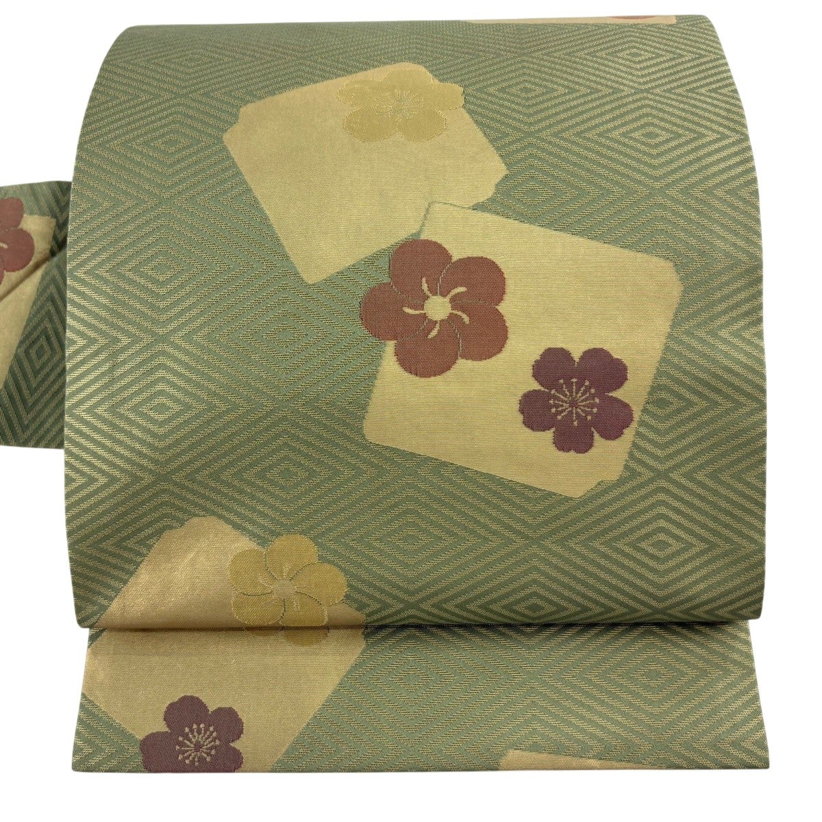 袋帯 逸品 桝屋高尾 落款あり ねん金綴錦 関西仕立て 段霞文 金糸 箔