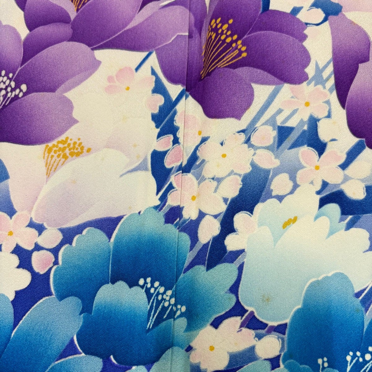 振袖 身丈161.5cm 裄丈63.5cm S 袷 ますいわ屋 落款あり 草花 ぼかし