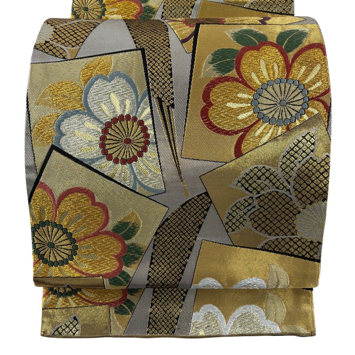 70%OFF 袋帯 秀品 桜 華文 金銀糸 箔 銀色 六通 正絹 K70｜中古・古着