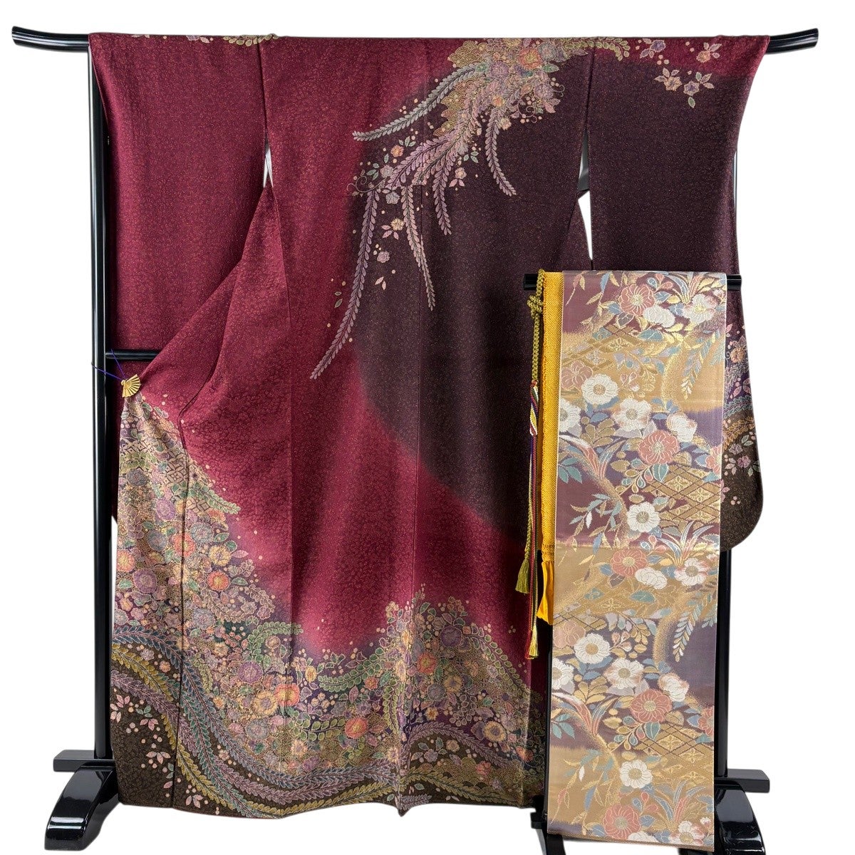 やまと誂製 辻が花模様 正絹 成人式 結婚式 袋帯 A817-13 【中古】 やまと誂製 辻が花模様 正絹 成人式 結婚式 袋帯 A817-13 【中古