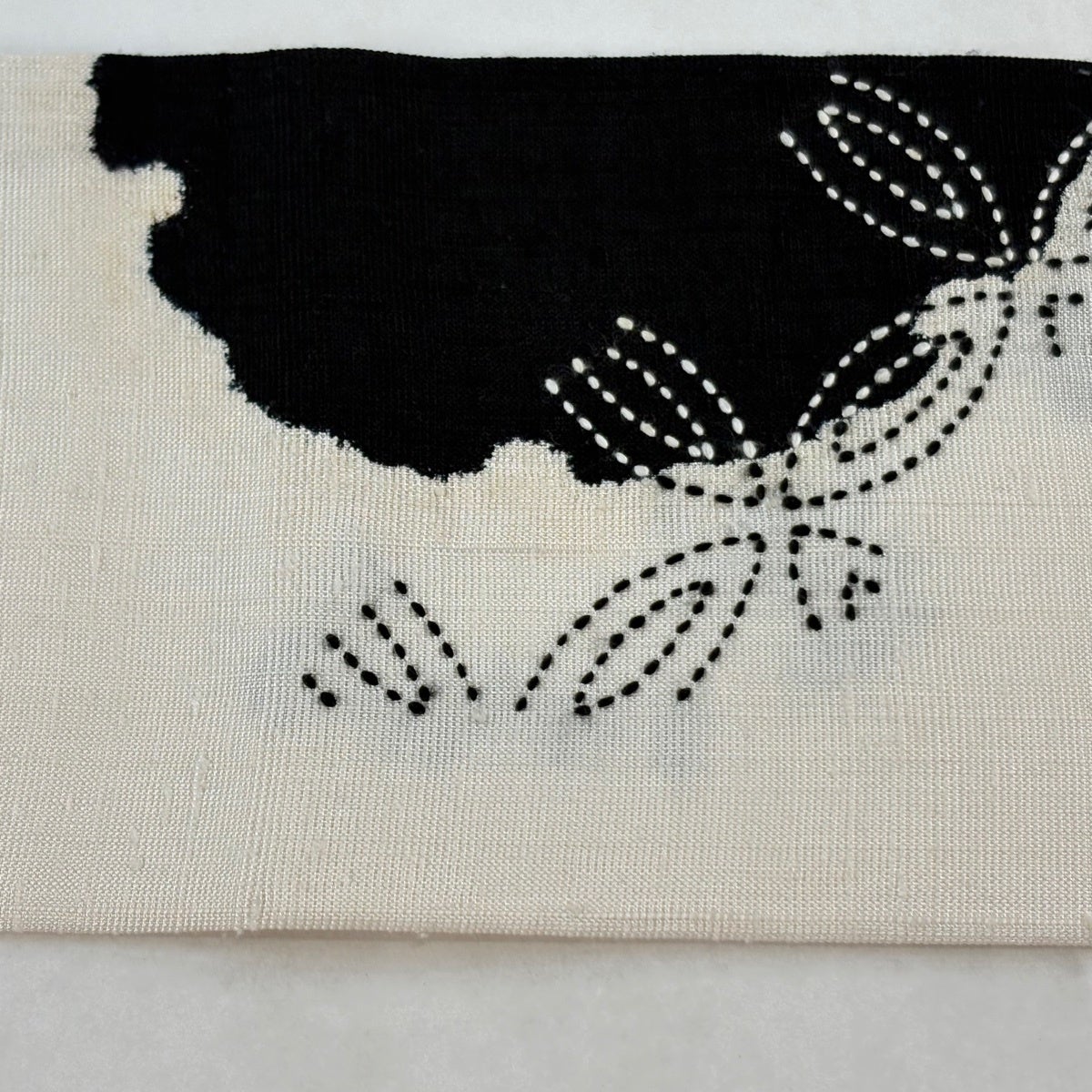 袋帯 紬 刺し子 刺繍 藍色 麻の葉 七宝 カジュアル 正絹 中古 kp1699 すごい値！ 袋帯 未使用 正絹 刺し子 縦節紬 紺 ネイビー 瓢箪
