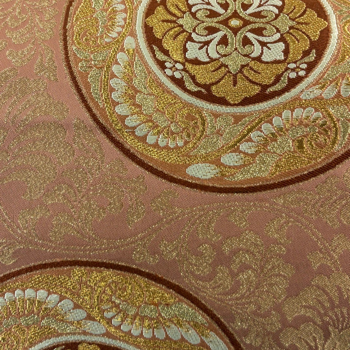 美品】 袋帯 秀品 川島織物 落款あり 華文 花唐草 金糸 薄茶色 六通
