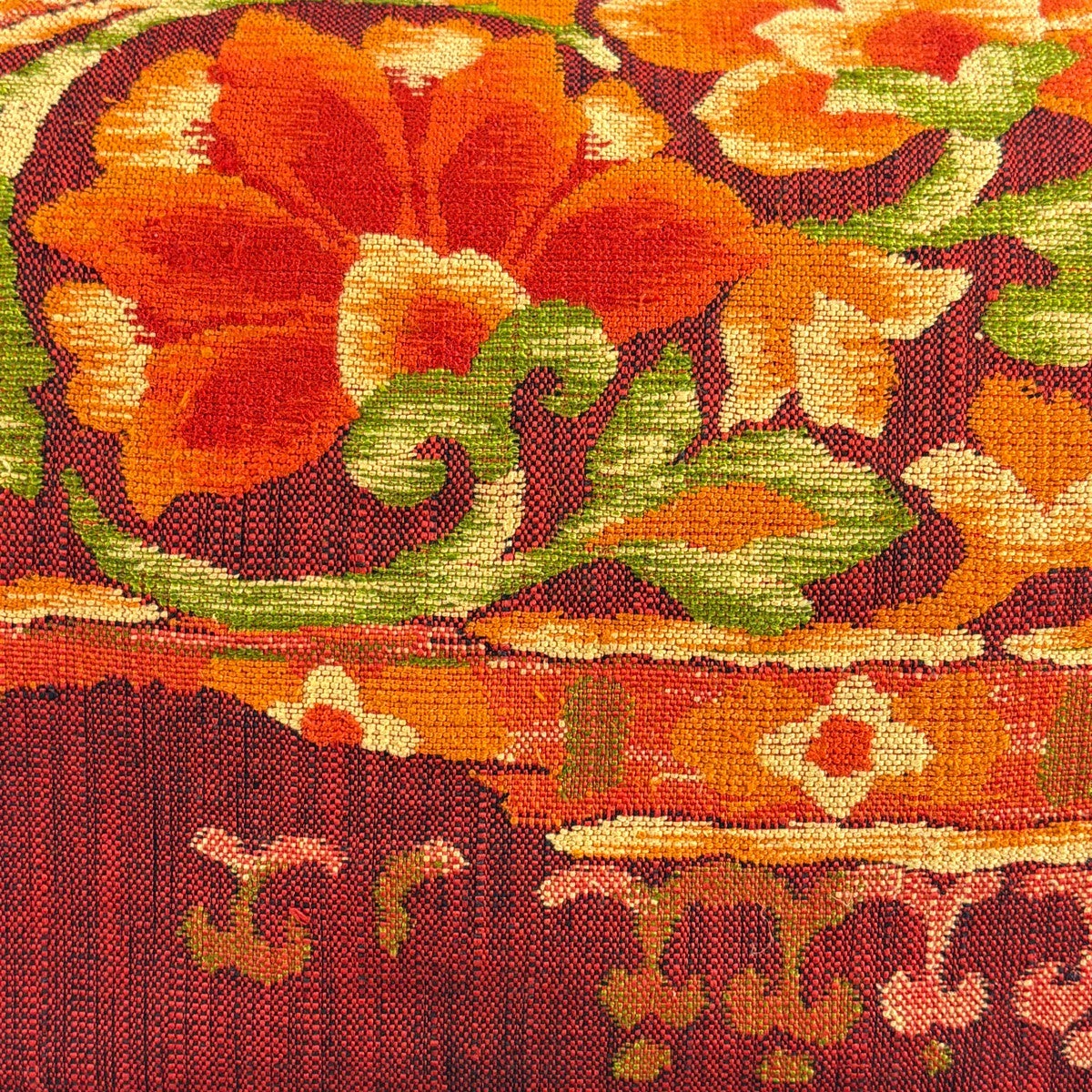 美品】 袋名古屋帯 優品 花唐草 えんじ色 正絹｜中古・古着